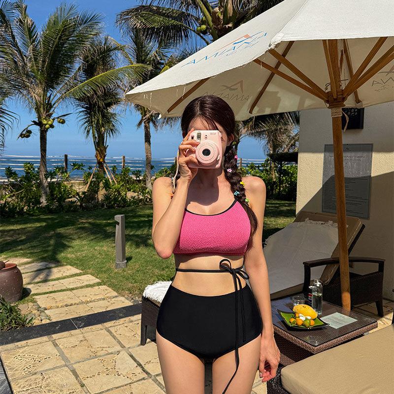 

New bikini swimsuit summer beach strap split suit swimsuit women XL рожевий