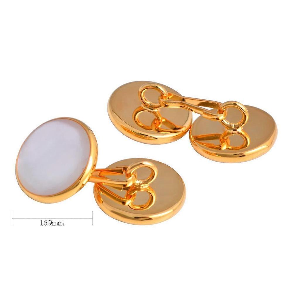 Cufflinks Round Natural Pearl Shell Chain Double-sided Chain Fancy Cufflinks