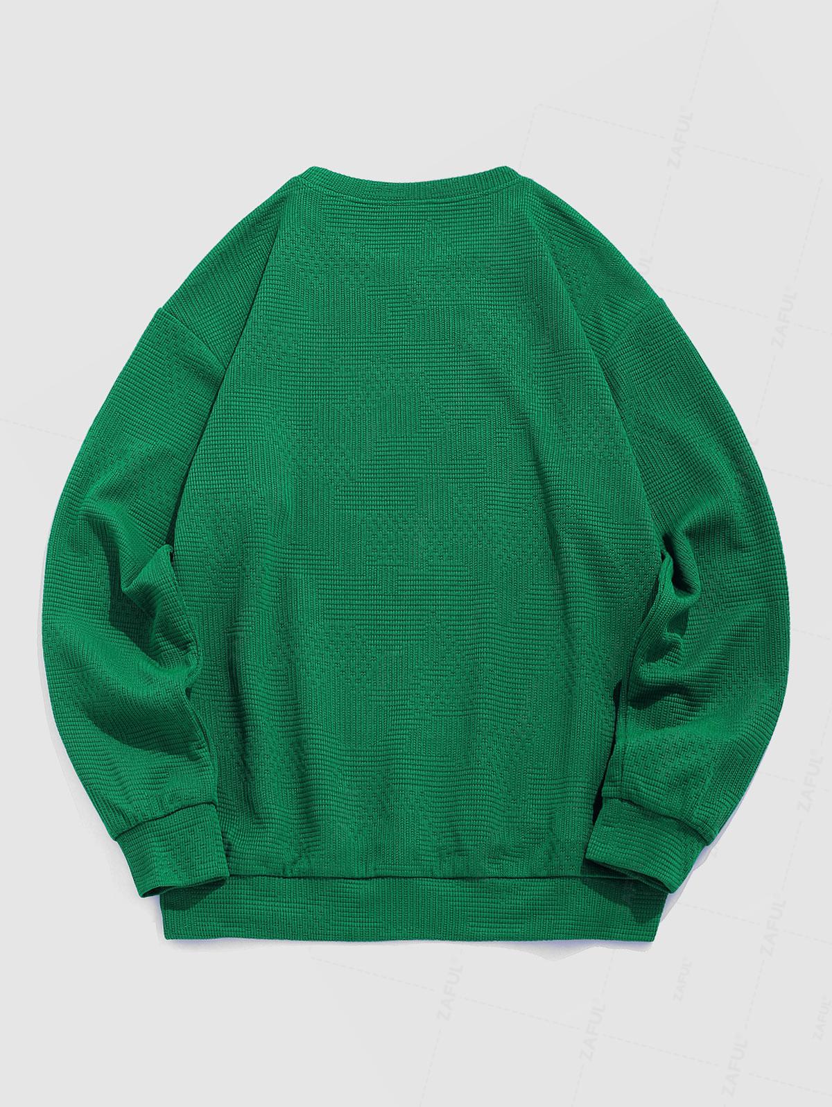 ZAFUL Мужская повседневная повседневная жаккардовая толстовка с заниженной линией плеч — фото 2