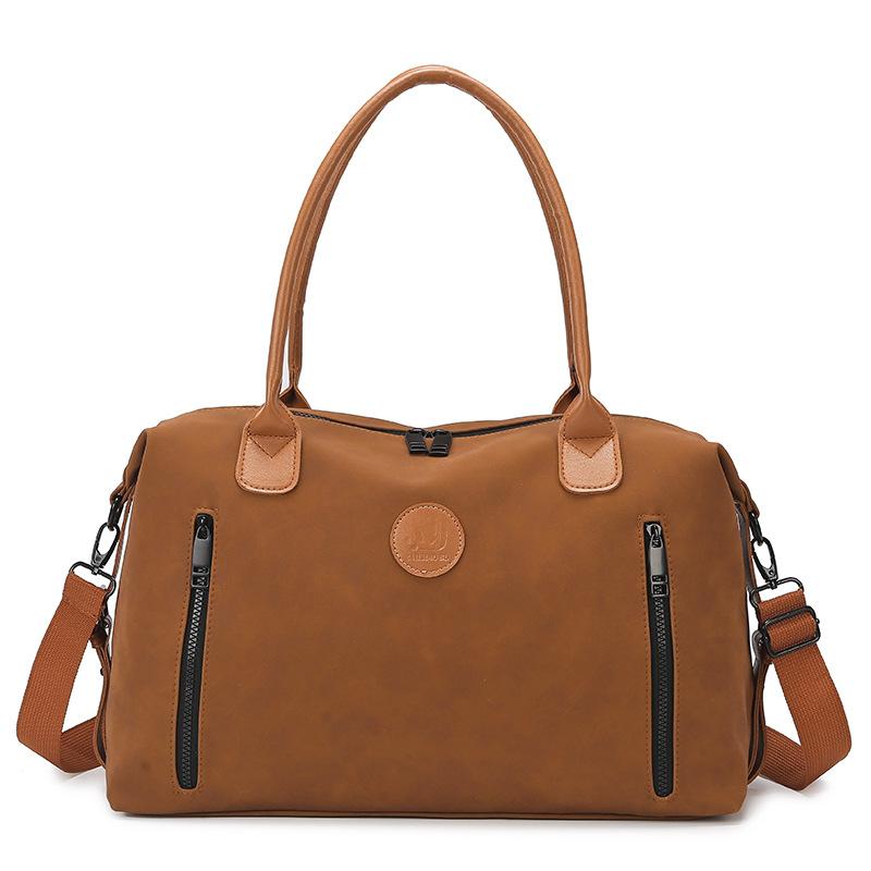 

New fashion travel bag large capacity short business trip light luggage bag portable storage yoga sports fitness bag темно-коричневого кольору