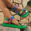 Platform sandals women's outer wear ethnic fish mouth color matching Velcro sandals