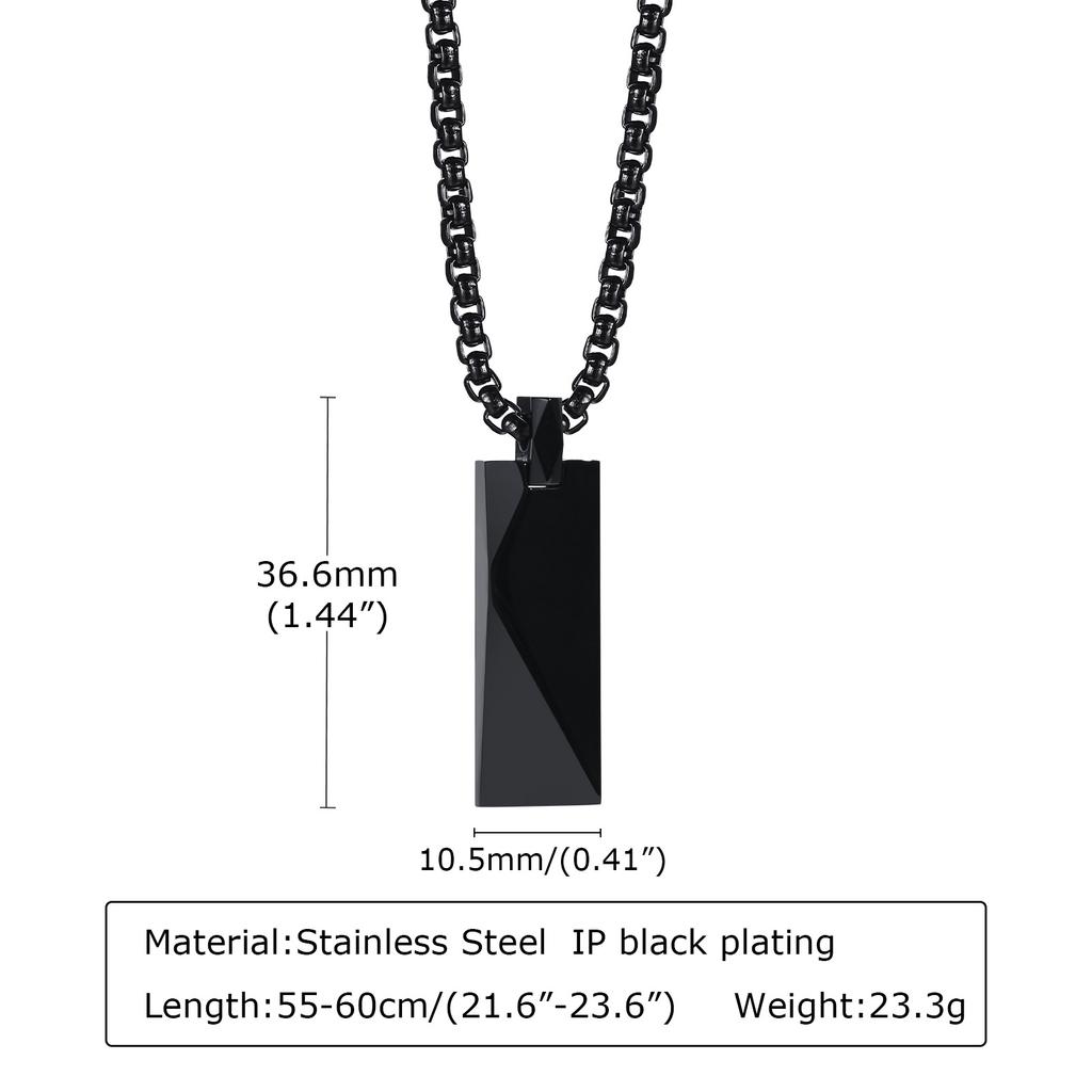 Rectangle Bar Pendants Necklaces for Men Stainless Steel Geometric Neckchain Minimalism Simplicity Collar Chain Jewelry for Him