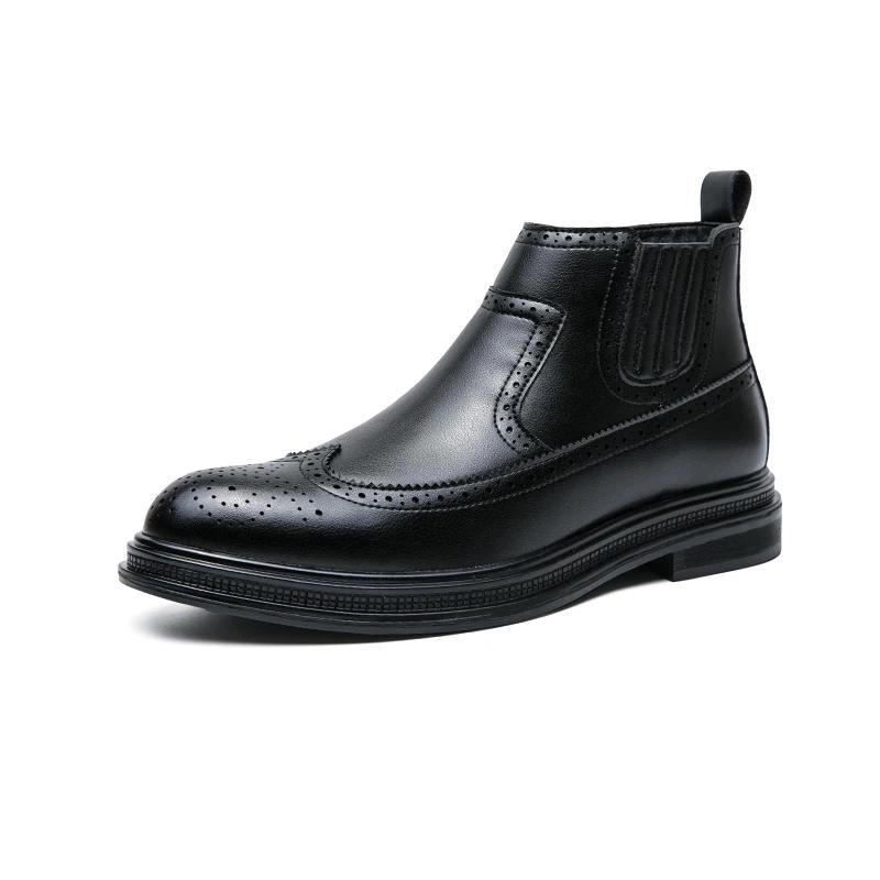 

Коричневые классические высокие броги для мужчин, остроконечные туфли на молнии, удобные кожаные мужские ботильоны bota masculina 37