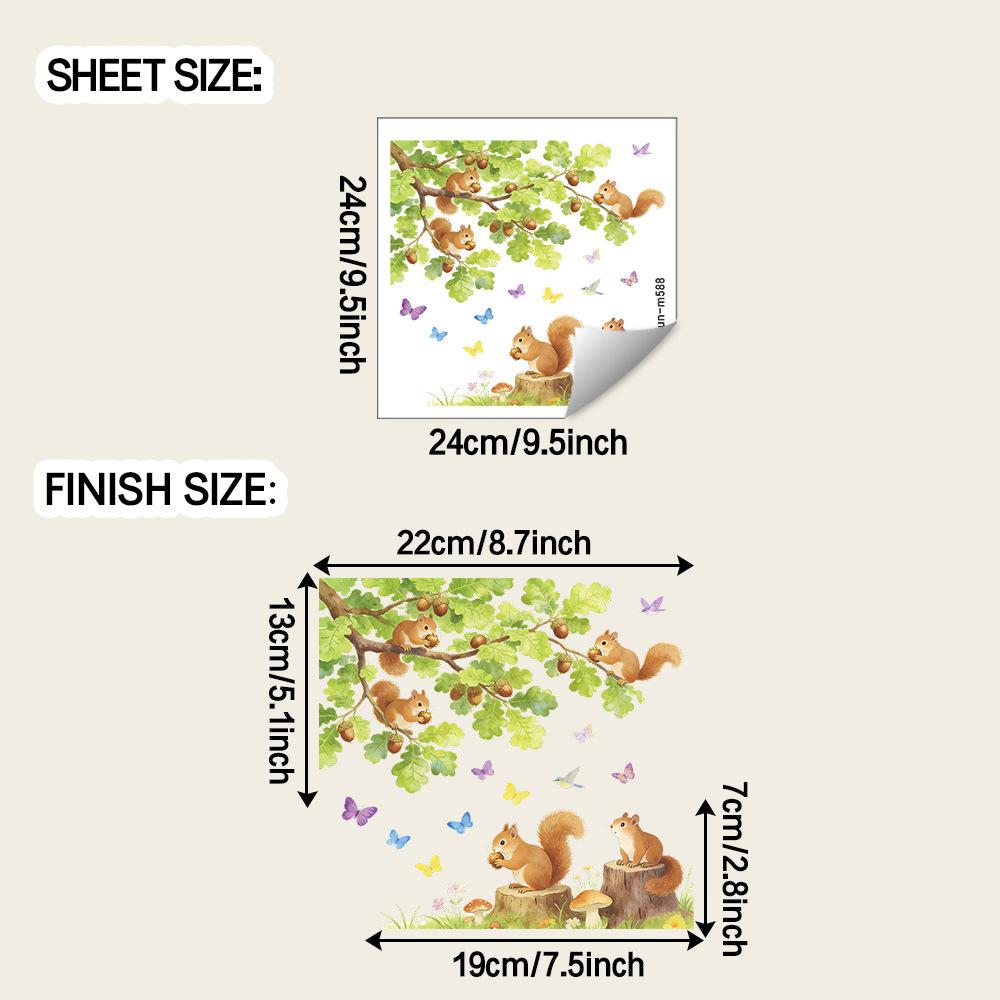 

Cartoon Squirrel Stickers, Pinecones, Butterflies, Bathroom, Toilet Stickers for The Bathroom and Toilet Area