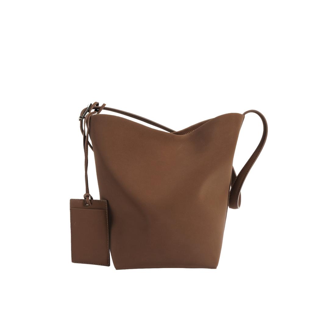 Niche Soft Cowhide Commuter Bucket Bag Women's New Large-capacity Shoulder Messenger Handbag