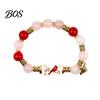 Comfortable Bracelet Blessing Birds with Premium Gift Box, Pink Cherry Blossom Multicolor Beads Elastic Design, Bee Hummingbird Bracelets for