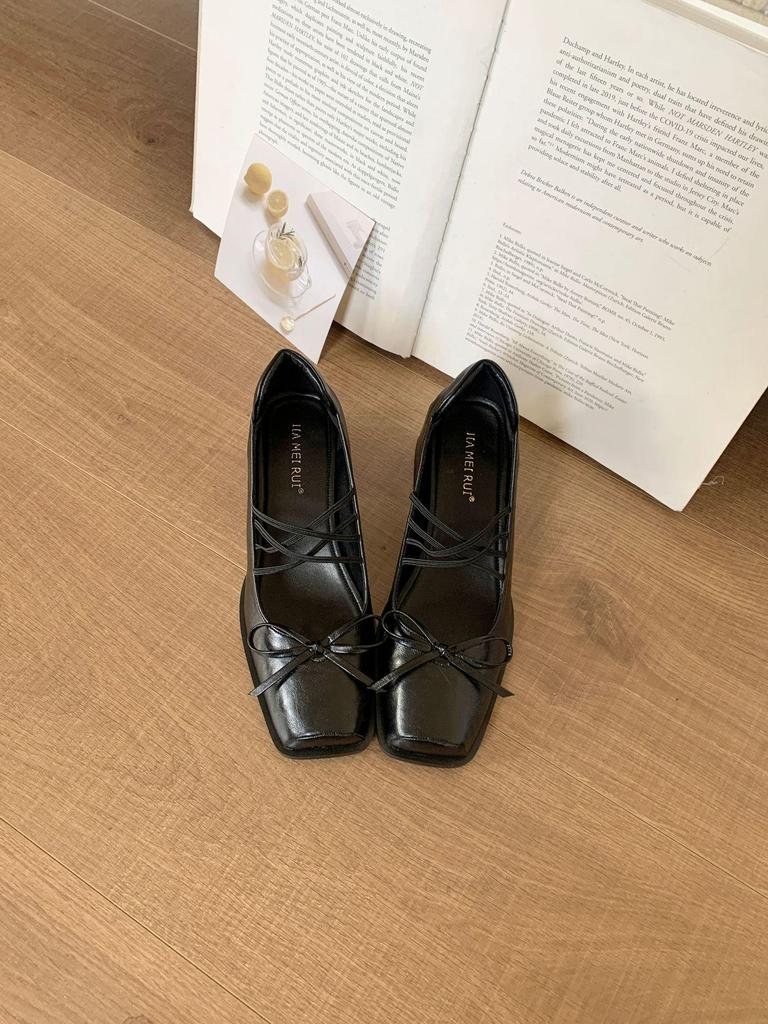 Women's 2025 Chunky Heel Mary Jane Shoes - French Square Toe, Pig Mouth Design, Spring/Autumn