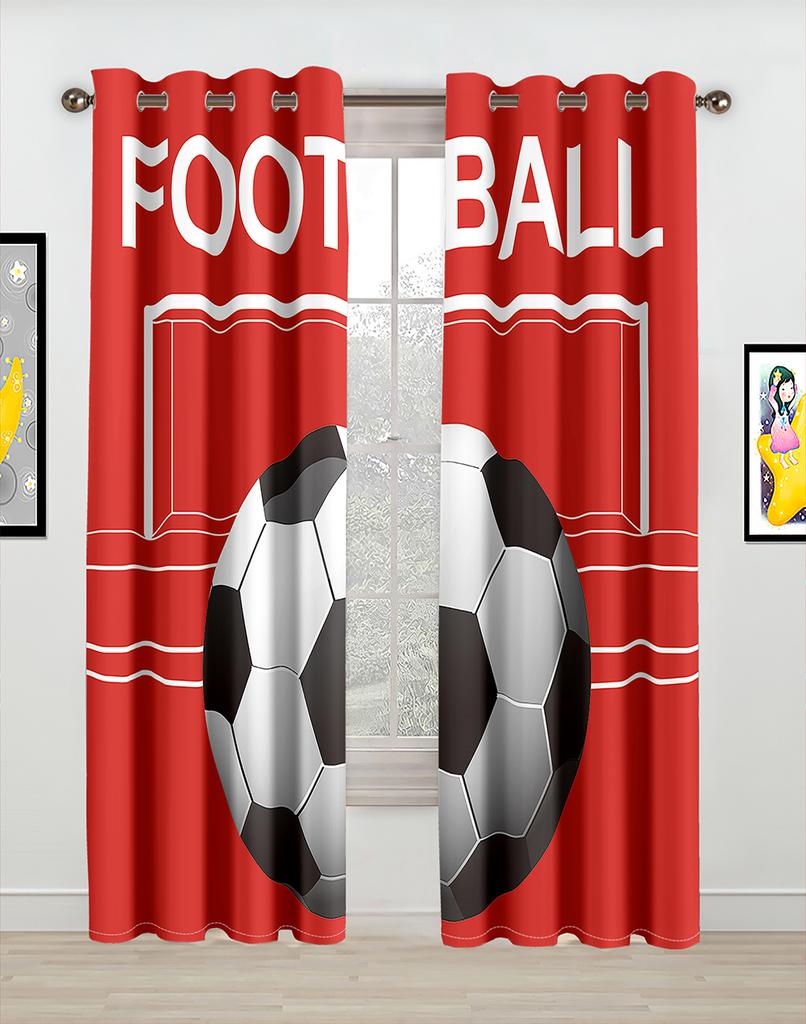 Modern Drapes for Sports, Printed Window Curtains, Drapes for Soccer Football Race Exercising Stadium, Living Room, Kitchen