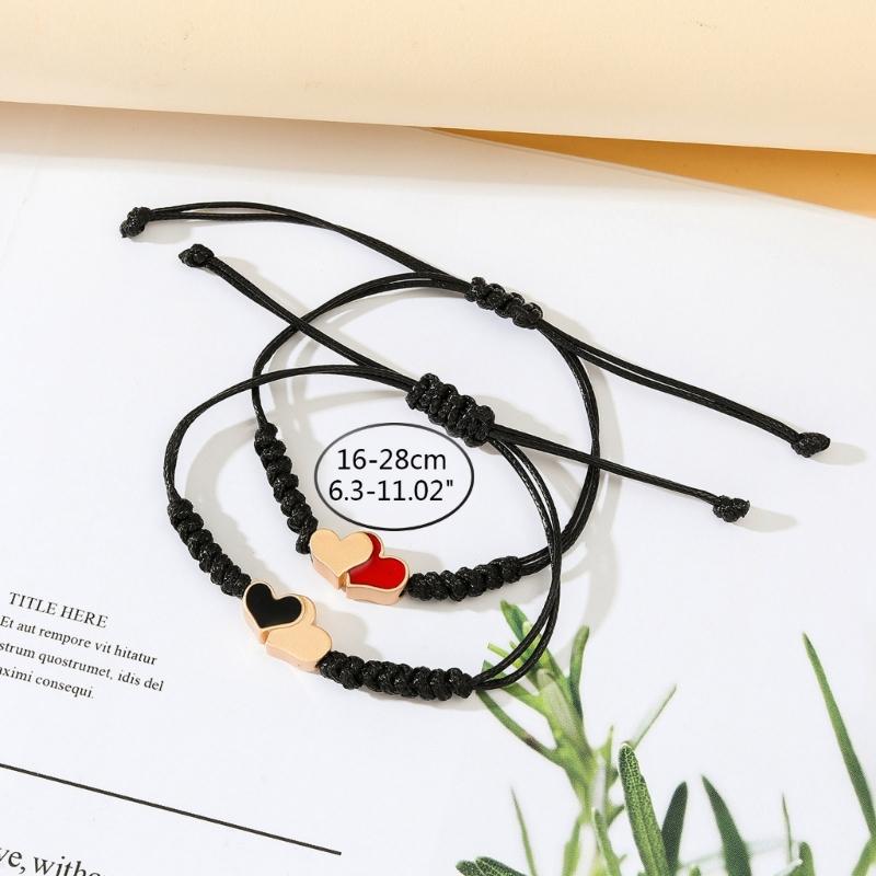 Personalized ID Couple Bracelets Handmade Braided Rope Wrist Bangle for Men Women Friendship,Adjustable Heart Bracelets
