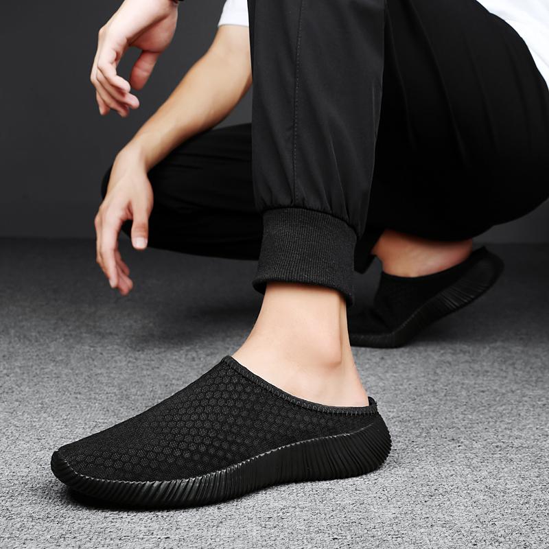 Mesh Half-slippers Breathable Men's Flats Women Walking Shoes Soft Slip-ons Casual Flat Shoes Lightweight Leisure Shoes