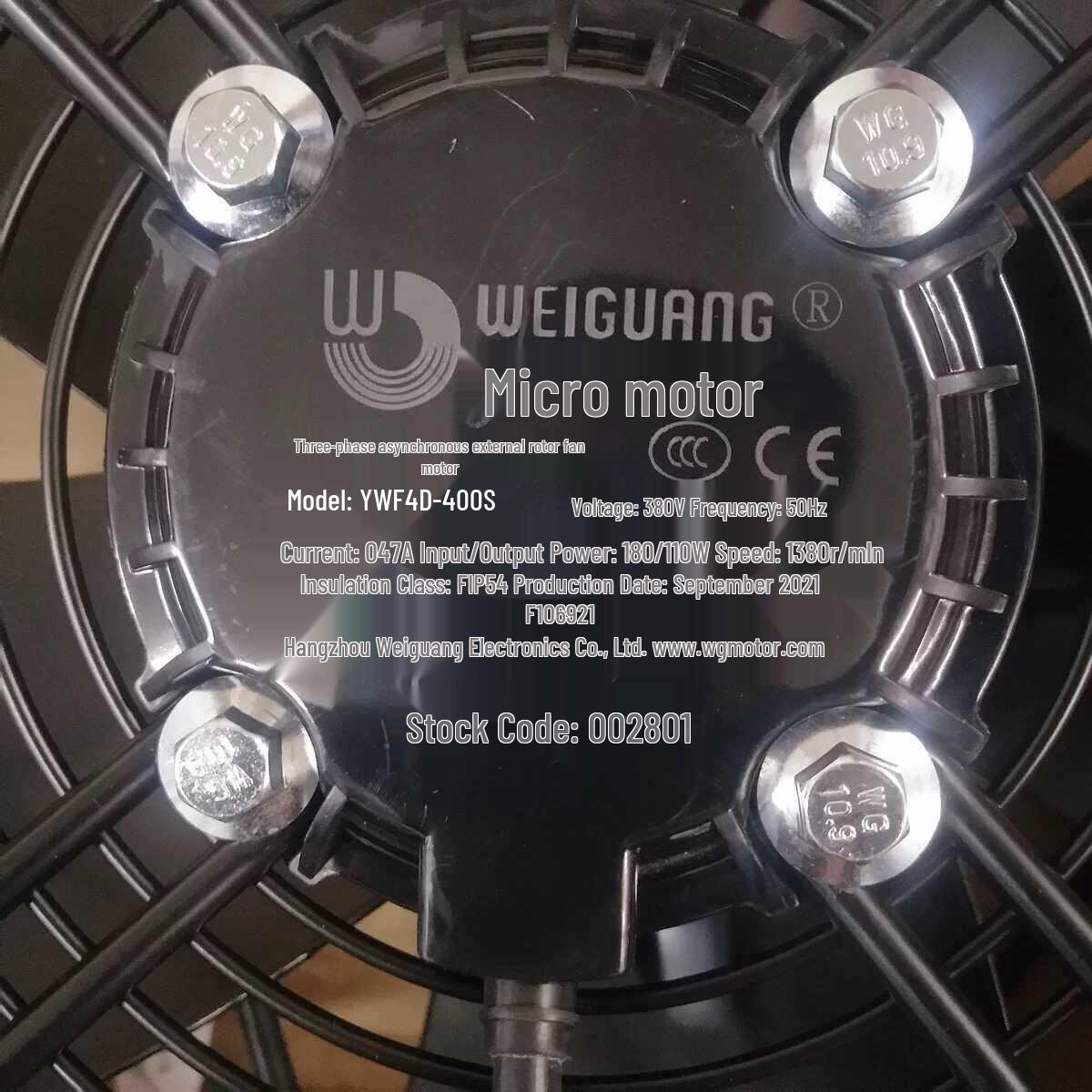 

Weiguang Motor Axial Fan, Model 4D-450S/450B, for Cold Storage and Condenser Applications YWF4E-250SL