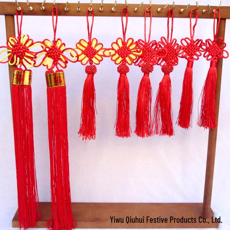 Festive Red Small Chinese Knot Tassel Bonsai Decoration
