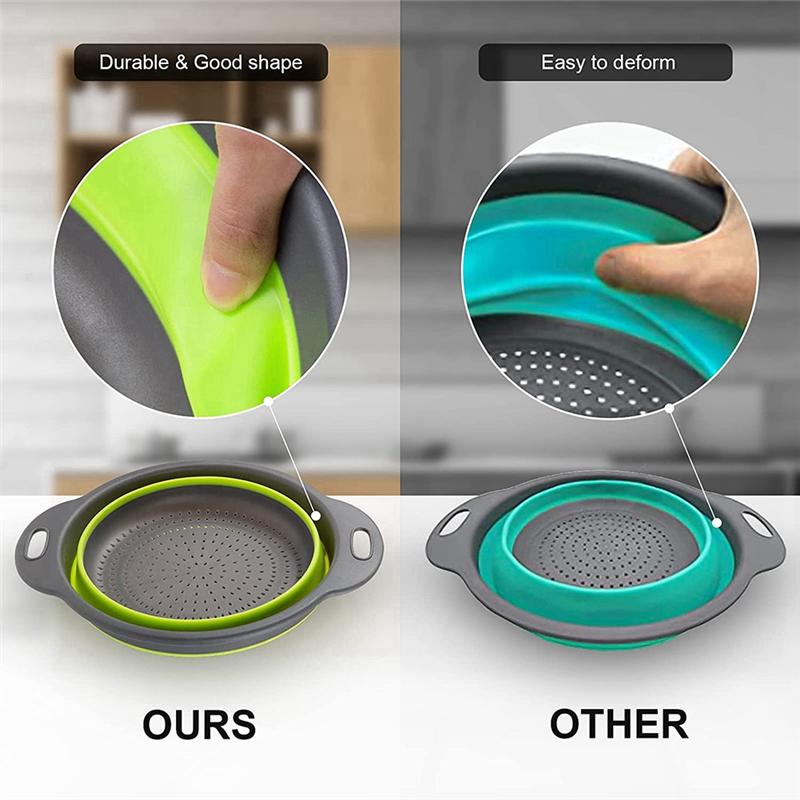 Good-Collapsible Colander, Set Of 3 PCS Collapsible Strainer, Colander Perfect For Draining Pasta, Fruits And Vegetables
