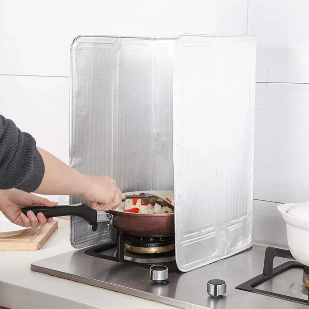 Kitchen Tools Baffle Plate 90 * 50cm Aluminum Foil Folding Design Oil-splash Guard Screen Kitchen High Quality