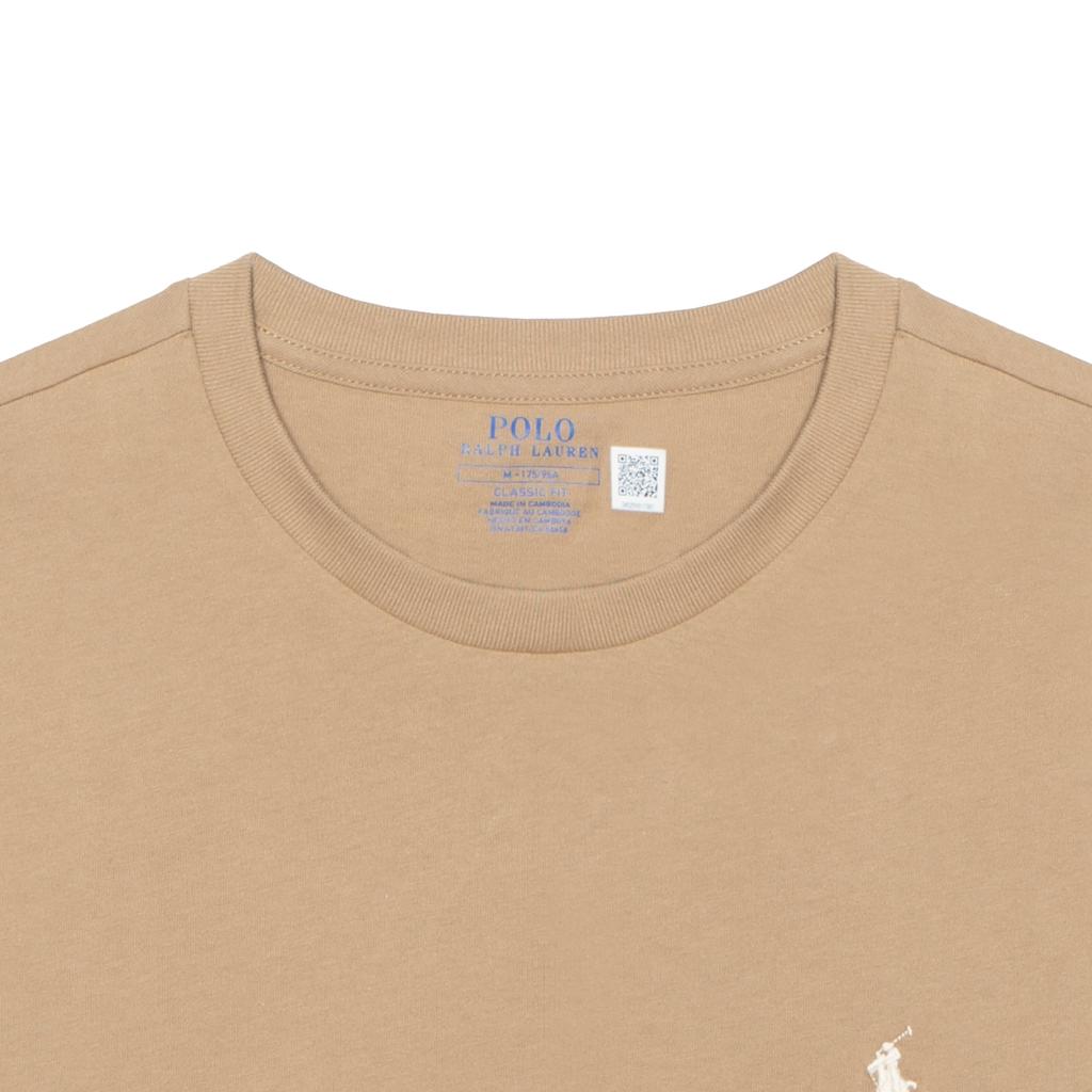 Polo Ralph Lauren FW23 Solid Color Small Pony Embroidered Crew Neck Short Sleeve T-Shirt Men T-Shirt Khaki 710671426-241