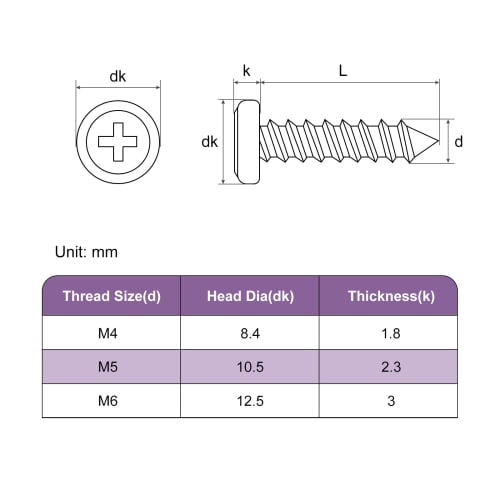 uxcell M5x12mm Flat Head Drive Self-Tapping Screws, 304 Stainless Steel Cross Drive Fastener Screws, Silver, Pack of 50