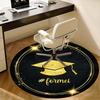 Golden Graduation Cap Chair Mat Luxury Home Decor, Office Carpet, Gift for Graduates, Suitable for Bedroom, Living Room, Various Rooms