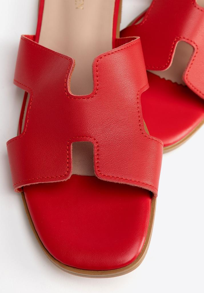 Sandali da donna in pelle a forma di H Wittchen, Rossi, Pelle Naturale