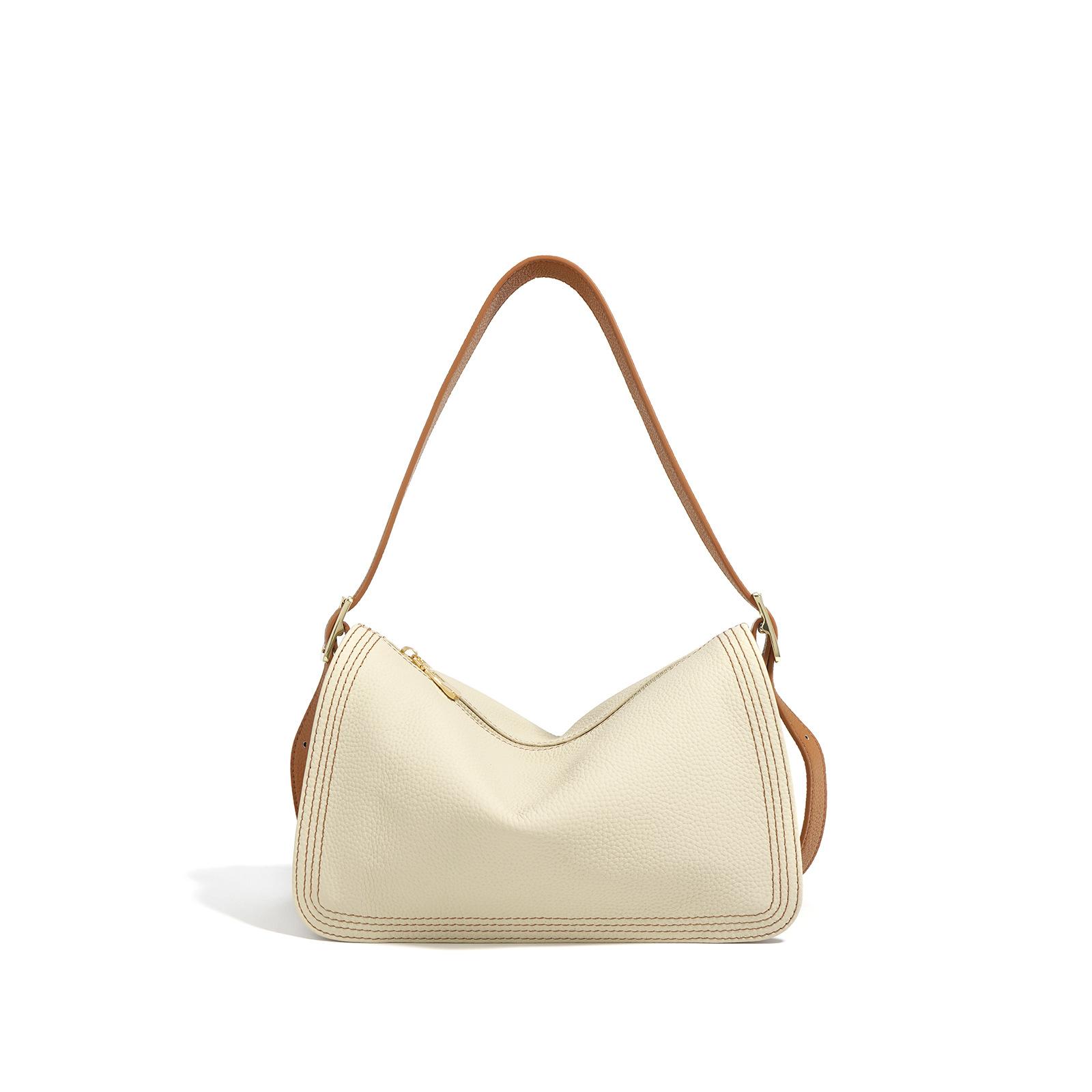 

Новая текстурированная сумка из коровьей кожи первого слоя 2025 весна для поездок на работу, универсальная на плечо, сумка-мессенджер бежевый