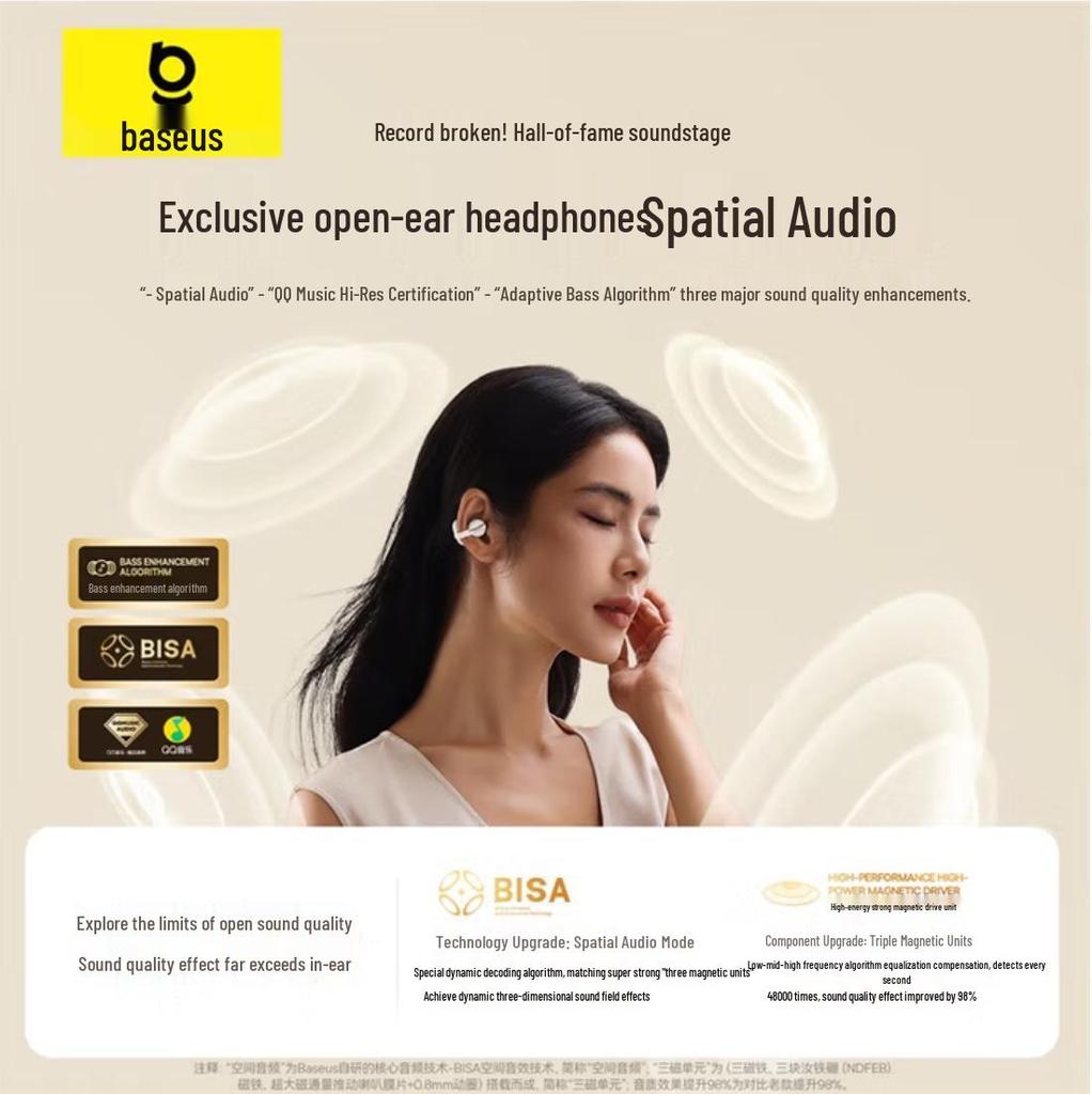Baseus MC1 Bone Conduction Ear Clips: Open-Ear Wireless Headphones for Sports and Running