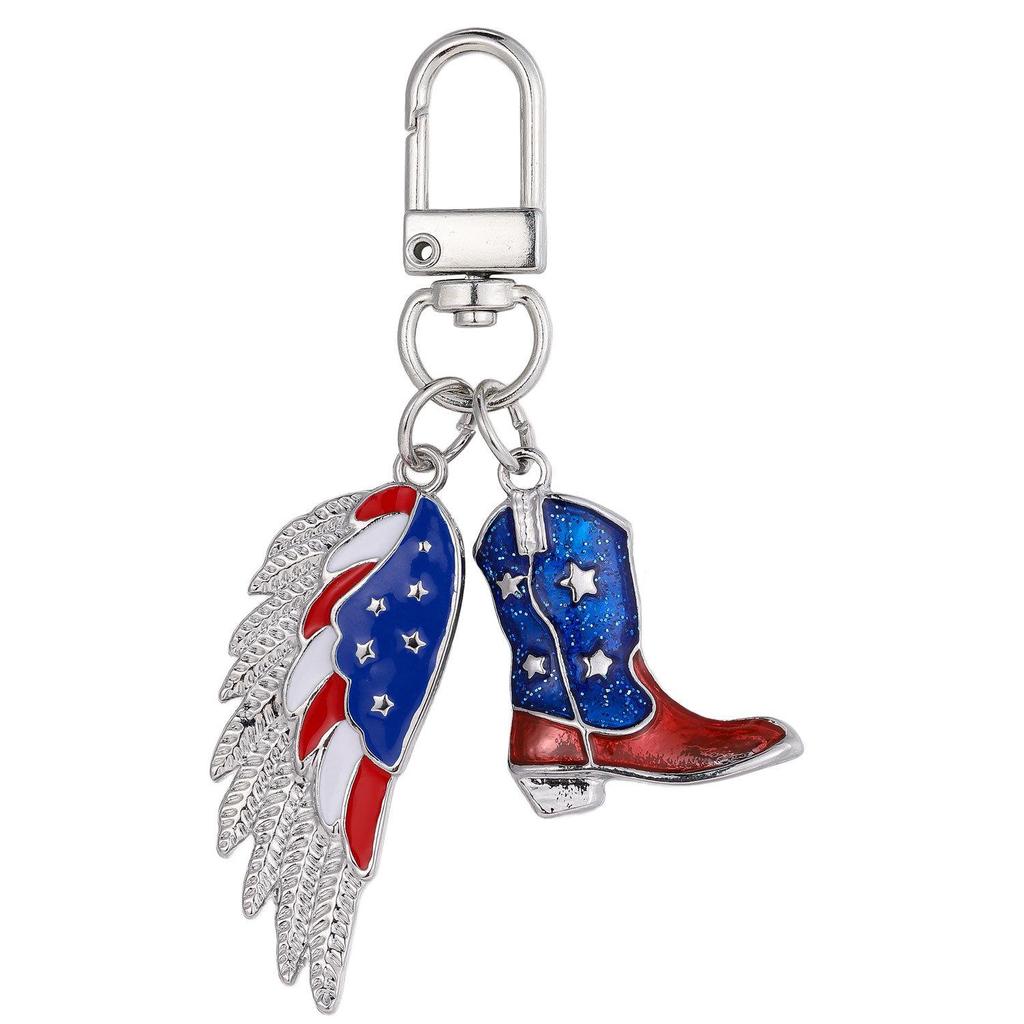 USA Independence Day Star & Flag Keychain Pendant
