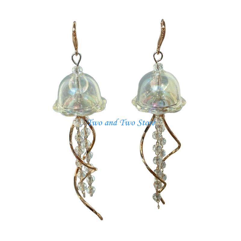 HX6F Jellyfish Tassels Drop Pendant Earrings Temperament Dangle Earrings Jewelry