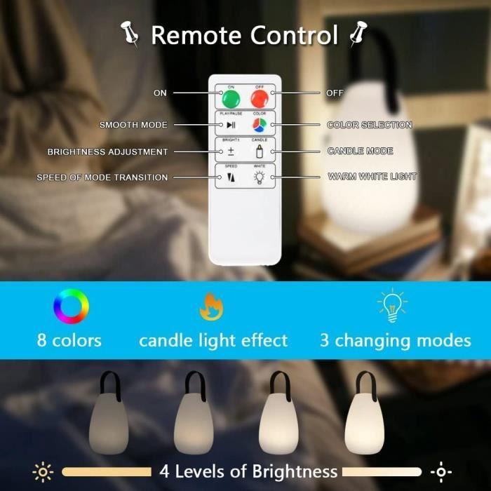 Lampe de Table - FUYO - Rechargeable LED - 8 Couleurs Dimmables - IP54 - Télécommande