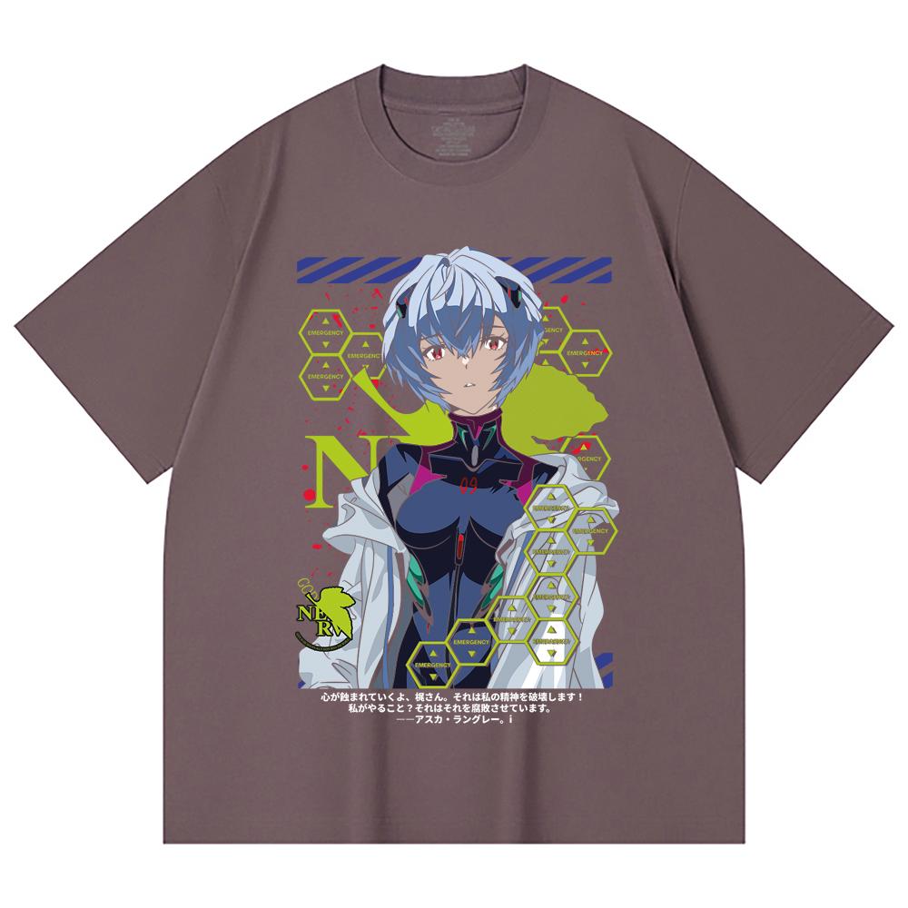 230 Gsm 100% Cotton Evangelion V6 Rei Print Unisex Heavy Cotton T Shirt