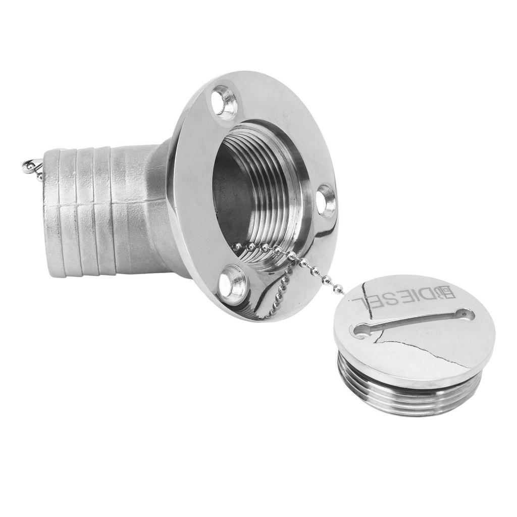 Bootsdeckseinfüllstutzen mit Schlüsselkappe Marine Edelstahl Beschläge für Yacht Wohnmobil 45 Grad 1,5 Zoll 38 mm DIESEL