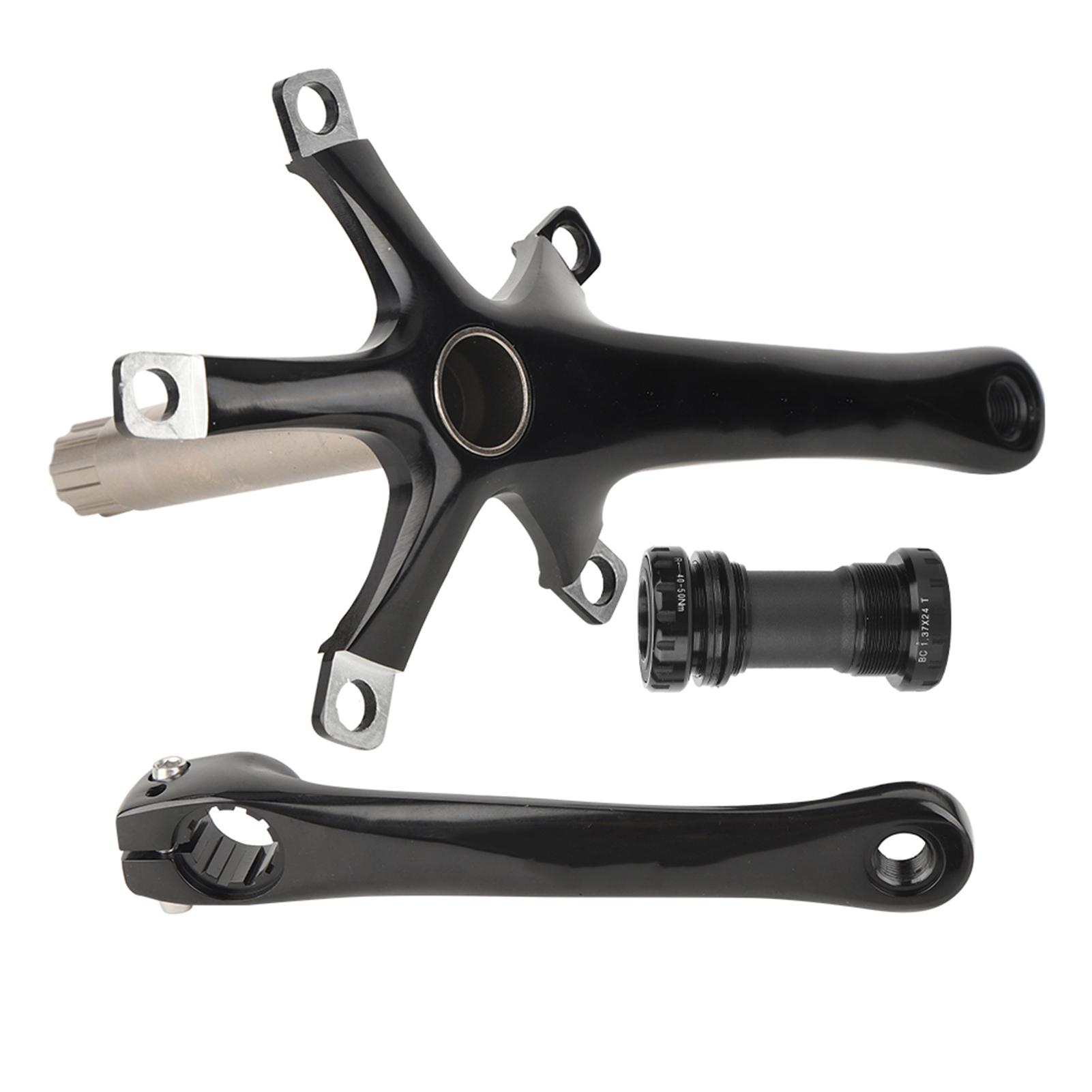 

Aluminium Alloy Folding Bike Integrated Hollow Crank Left and Right Set Contains Middle Shaft ScrewBlack чорний