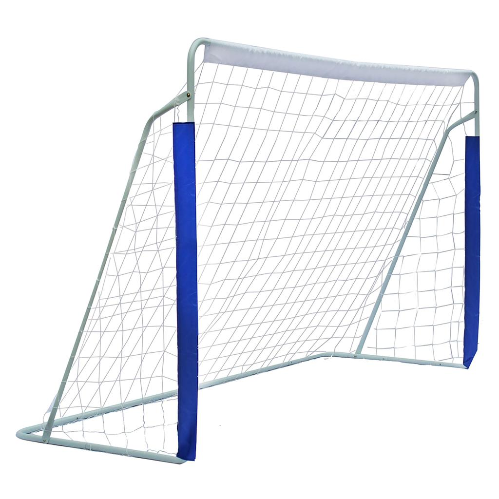 Football goal measuring 243.84cm x 152.4cm x 91.44cm, easy to assemble, complete with net and carry bag, suitable for youth/ adults/ athletes (Blue)