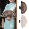 Folding Fan Lace Flower Embroidery Strong Hinge Transparent Chinese Vintage Style Qipao Pairing Fan Classical Dance Prop Party Decoration Supply Gift
