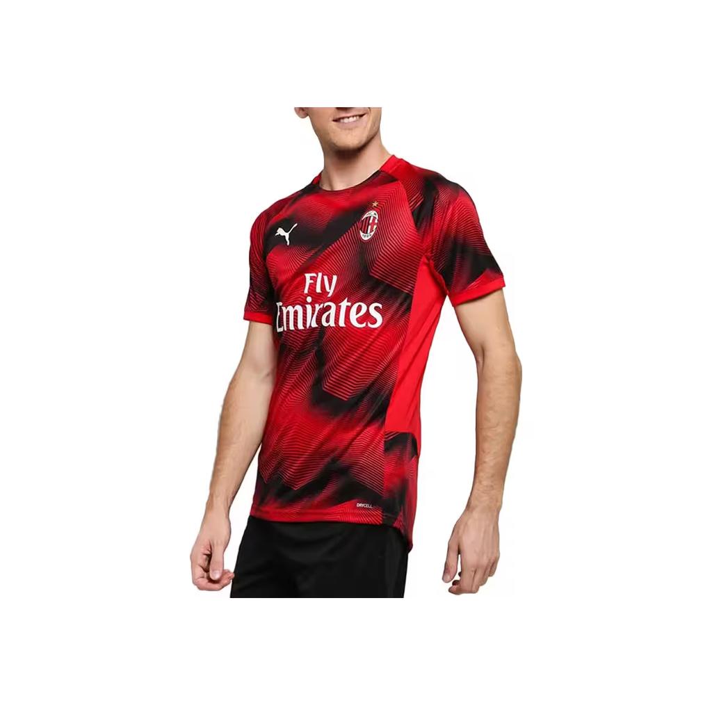 Puma Ac Milan Sport Printed Letter Crew Neck Short Sleeve T-Shirt Men Tops Orange Black 754866-02