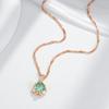 Simple Romantic Green Natural Zircon Bridal Pendant Necklace Luxury  Rose Gold Color Daily Fine Jewelry Women Gift