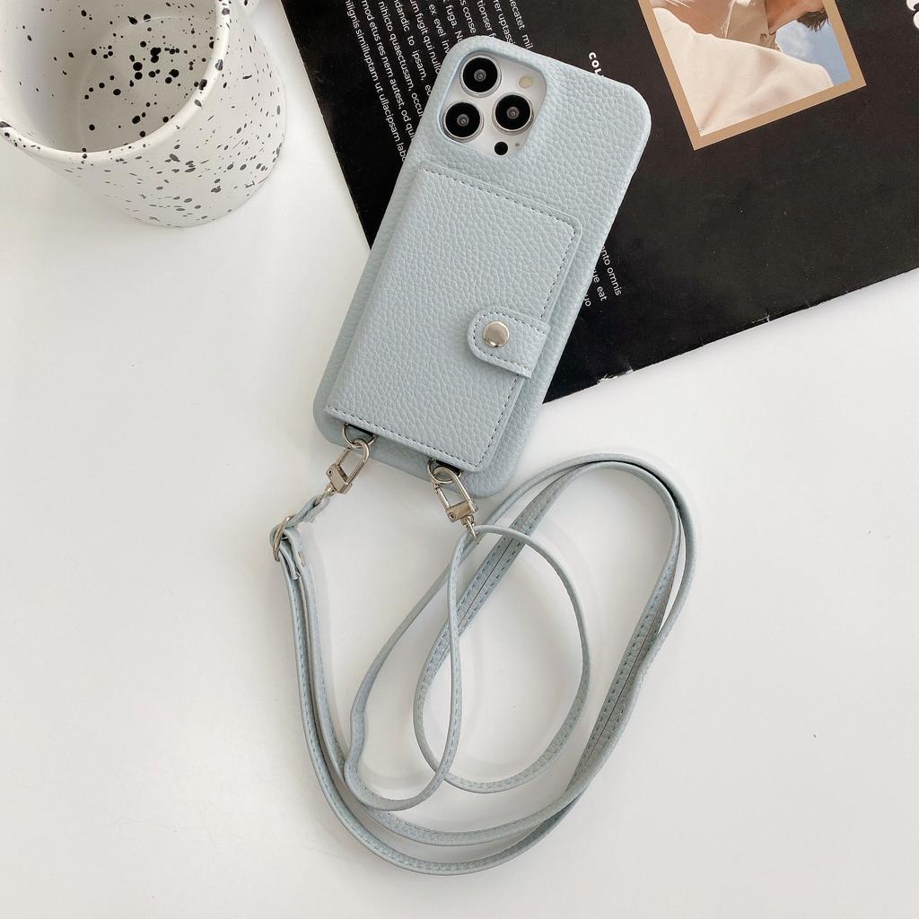 Japan and Korea Card Bag Lanyard Is Suitable for Apple 12Promax Mobile Phone Case 12 Women 11max Apple 13promax Leather X