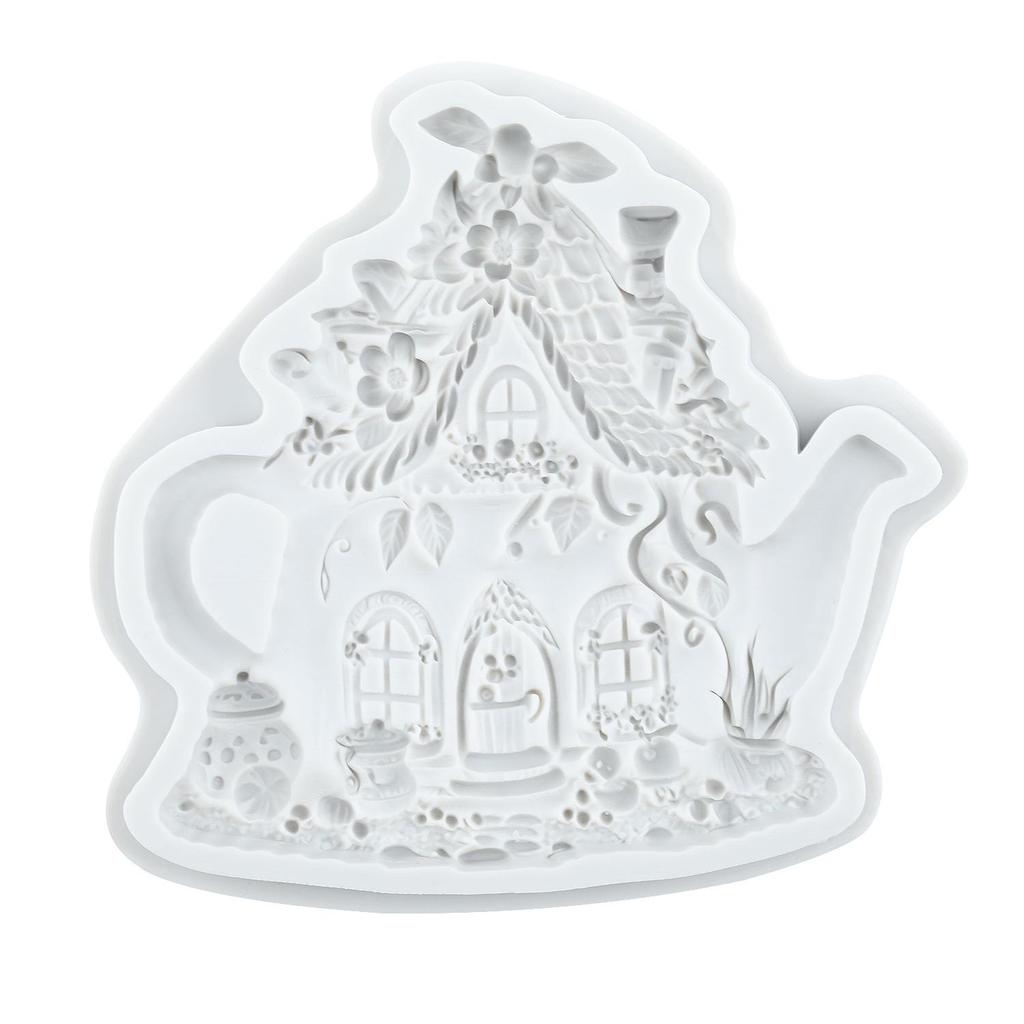 Fairy Garden Silicone Molds Teapot House Fondant Mold Cake Decorating Tools Cupcake Topper Candy Chocolate Gumpaste Mold