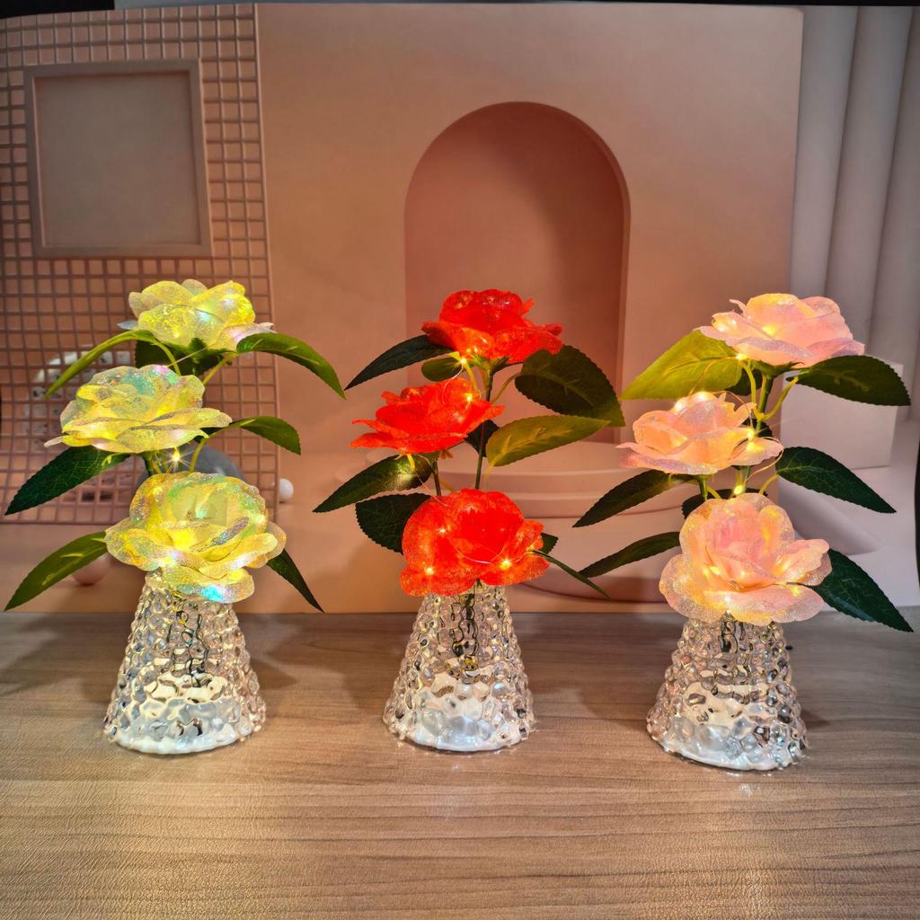 Cross-border Rose Bouquet Night Light Gift for Valentine's, Teacher's, Mother's Day, Christmas