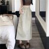 Women's Summer American Vintage Drawstring Utility Midi Skirt - High-Waist Split Loose A-Line Elegant Skirt