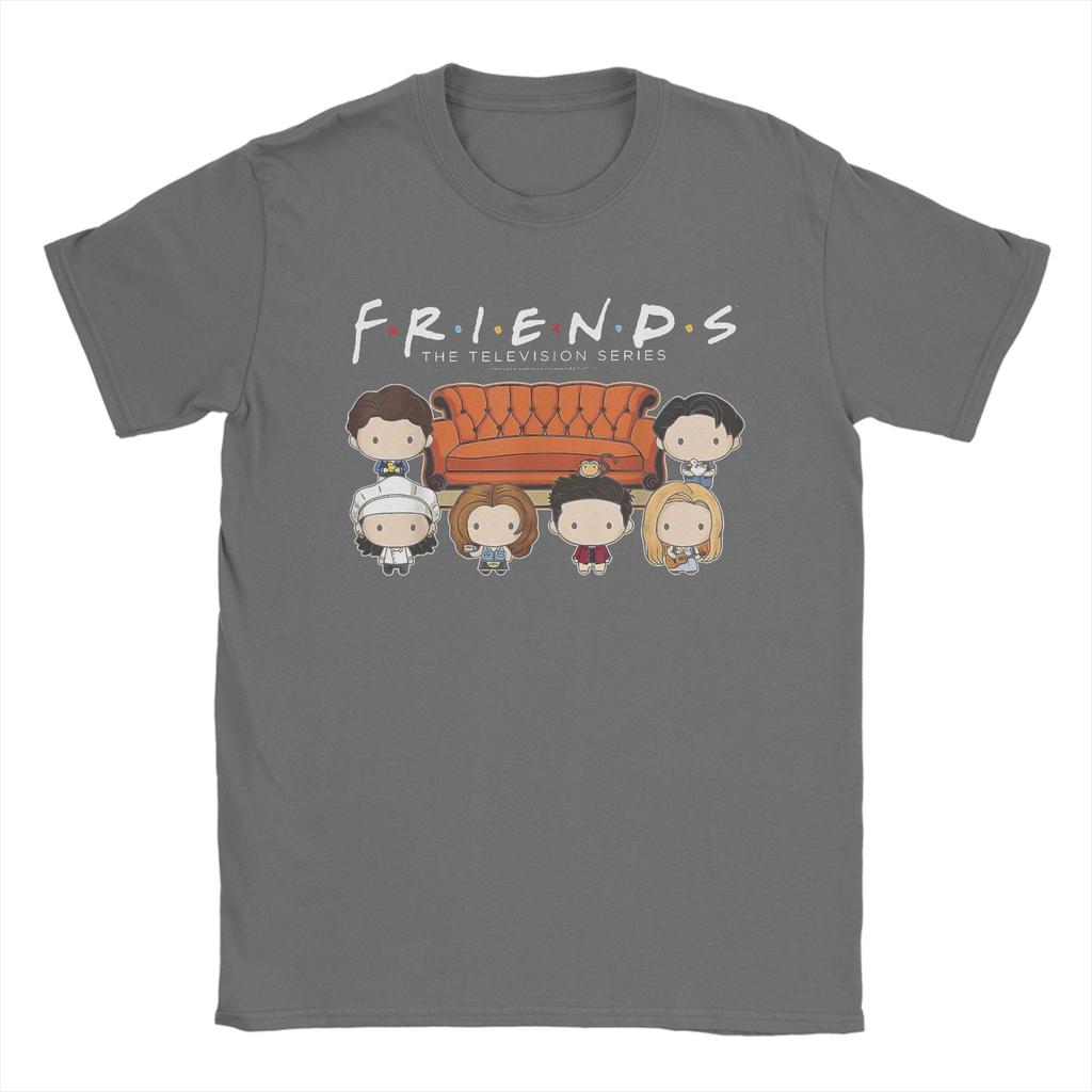 Men T-Shirt Friends Chibi Couch Vintage Pure Cotton Tee Shirt Short Sleeve  T Shirts Crew Neck Clothing Plus Size