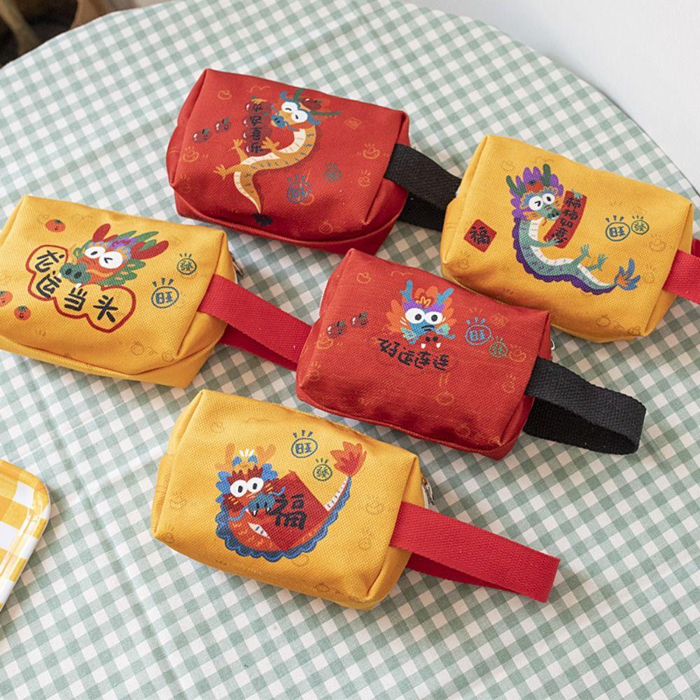 

Праздничная сумочка из полиэстера, клатч с красным драконом, кошелек для монет, подарок, новогодний кошелек 2