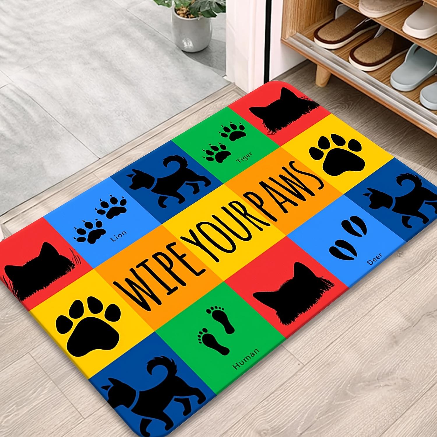

Patchwork Pet Illustration Doormat Red Blue Yellow Green Polyester Hand Wash Only 80x50cm Decorative Use 40cm x 60cm
