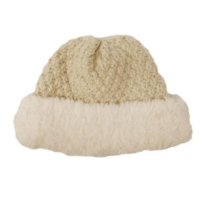 Strickmütze Größe Passt Mütze Strick Pelz Uhr Lässig [Schlüssel] Damen [Beige/Eine Meiste] (KSH356)