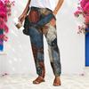 Women Plus Size Tie Dye Printed Loose Straight Leg Long Pants With Pockets