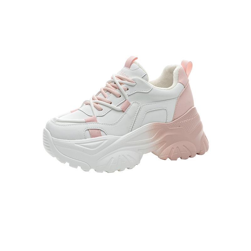 Shoes casual shoes women's autumn and winter new velvet thick-soled versatile height-increasing contrasting women's shoes trendy shoes