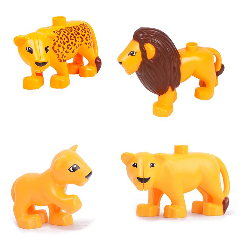 Big Building Blocks Marine Farm Animal Cat Dog Accessories Lion Shark Compatible With Duploed City Education Children Gift Toys