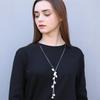 Japan and Korea Fashion Personalized Leaves Summer Festival High-rise Pearl Fringed Sweater Chain Long Versatile Accessories Necklace