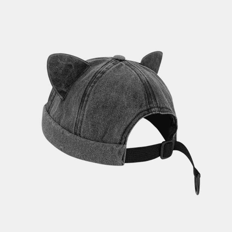 Cat Ear Decor Beanie Hat for Adult Teenagers Portable Beanie Hat Without Brim Spring Summer Anti-UV Hat for Cycling