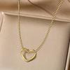 Twisted Hollow Open Heart Minimalist Box Chain Pendant Women Clavicle Necklace