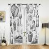 Cask Wine Glass Beer Stone Brick Retro Window Curtains Home Decor Living Room Curtains Kid's Room Cortinas For Kitchen Bedroom