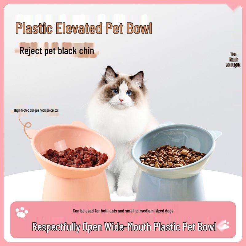 Nordic Style Elevated Cat & Dog Bowl - Slanted, Anti-Spill, Neck Protection Pet Bowl